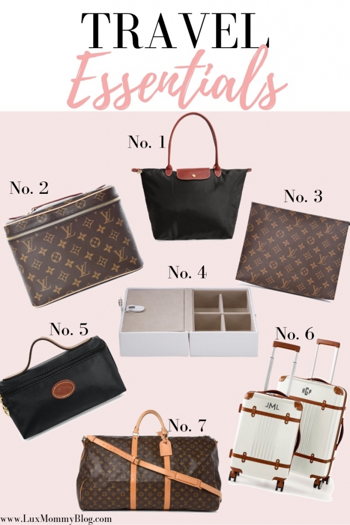 travel essentials | Travel Essentials for Women by popular fashion blog, Lux Mommy Travel: graphic image of Louis Vuitton travel bags, luggage, and cases.